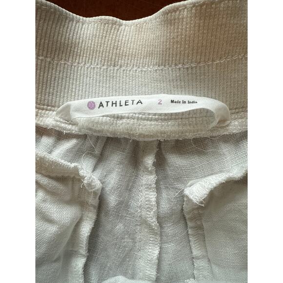 Athleta White Linen Joggers Size 2 Cargo Pockets Spring 2015 EUC - Picture 7 of 8